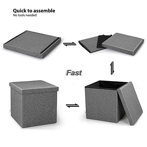B FSOBEIIALEO armazenamento dobrável otomano apoio para os pés banquinho mesa de café assento peito