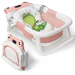 DEANIC Faltbare Baby Badewanne, Babybadewanne Neugeborene von 0-24 Monaten Geeignet, Portable Baby Bathtub Nimmt Keinen Platz Weg, Baby Wanne (Rosa)
