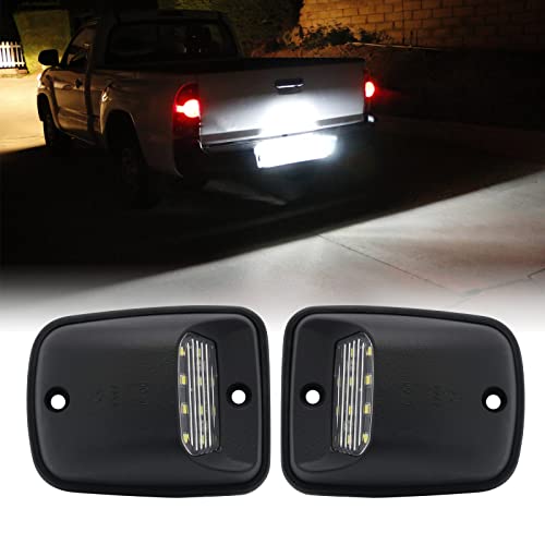 Image of R&F Auto 12-SMD LED License Plate Light Replacement for Tacoma 1995-2004 Pickup Truck 6000K Error Free Xenon Pure White Tag Lamp Assembly Rear Running Lamps Clear Lens