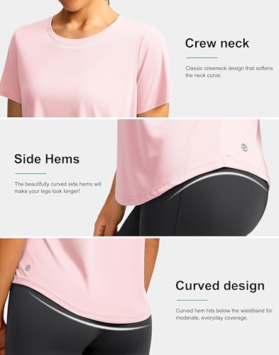 Image of Women's Short Sleeve Workout Shirts UPF 50+ Sun Protection T-Shirts Quick Dry Breathable Gym Running Hiking Tops for Women