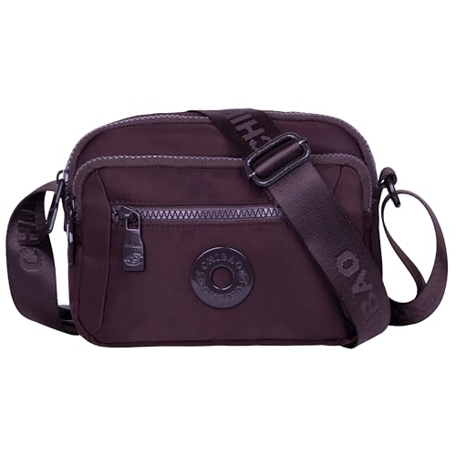 Image of TS WITH TECHSUN Small Crossbody Shoulder Bag for Women, Multi-Pocket Nylon Travel Handbag Messenger Purse, Adjustable Strap, Lightweight, Zipper Closure (21(L) X 16(H) X 9 (W) CM)