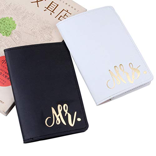 KESYOO 4 peças de capas de passaporte Mr. And Mrs Conjunto de etiquetas de bagagem de couro PU para