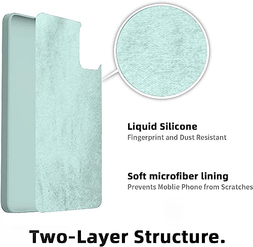Image of DIZORO Microfiber Candy Case Compatible for Vivo V27 5G Smooth Touch Cushion Liquid Soft Silicone Gel Rubber Phone Cases Non-Slip Full Body Protective Shockproof Back Cover (Mint Green)