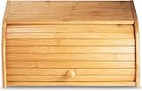 Klee Large Natural Bamboo Roll Top Wood Bread Box for Kitchen Countertop - Farmhouse Style Bread Boxes for Countertop NO ASSEMBLY Required