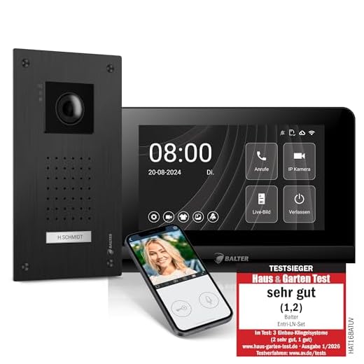 Entri Video Türsprechanlage, Unterputz Türklingel mit Kamera, Smartphone App, 1 Familienhaus, Video Türklingel, 7 Zoll HD-Monitor, Full HD Kamera, Gegensprechanlage mit Türöffner und Klingel 2 Draht