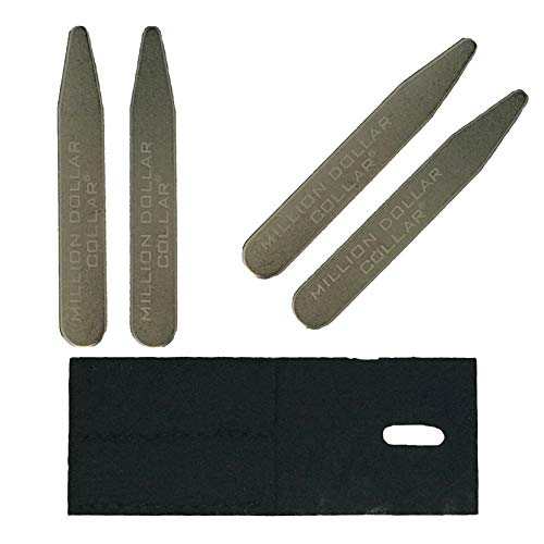 Million Dollar Collar Metal Collar Stays For Men With Felt Carrying Cases Stays Metal (2 Sets) #TOP2