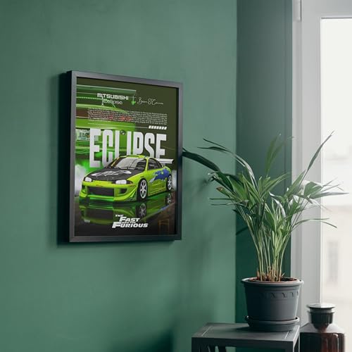 Image of Posternet MITSUBISHI Eclipse Wall Poster Frames | 8 x 12 inch | Fast and Furious Themed JDM Cars | Hanging Wall Artwork Frames for Living Room, Bedroom, Office and Etc
