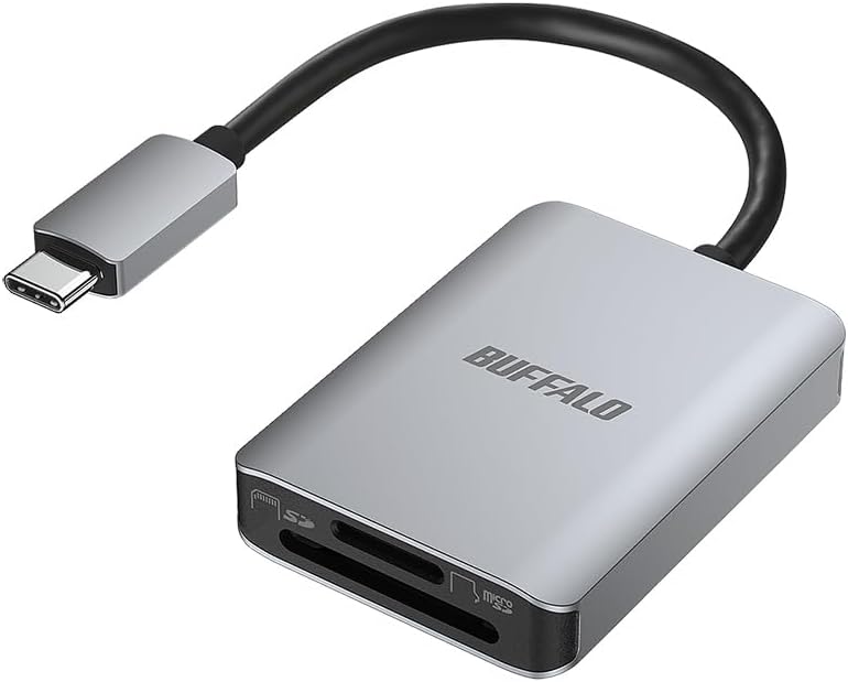 Buffalo SD Card Reader USB Type-C 2-in-1 UHS-II Compatible USB3.2 Gen1 SD SDHC SDXC microSD microSDHC microSDXC BSCR515U3CSV
