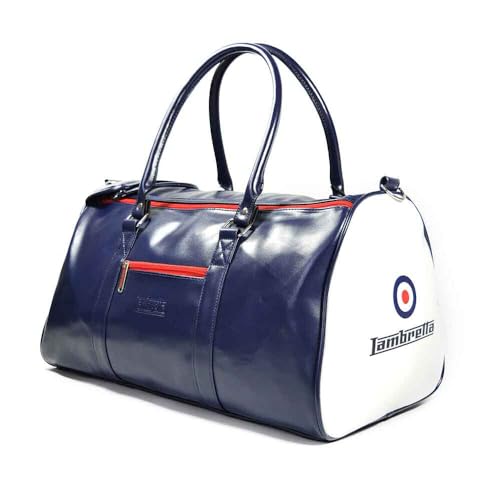 Bolsa de deporte retro Lambretta clásica tamaño L azul marino con correa para ordenador