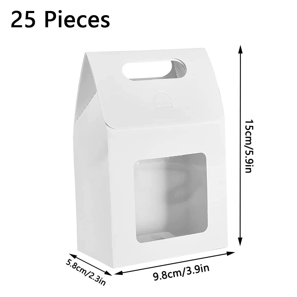 Sacchetti regalo nero/bianco con finestra trasparente in carta kraft, con manico, per caramelle, biscotti, torte, confezione regalo Eid Mubarak (1 pezzo A 23 x 11 x 31
