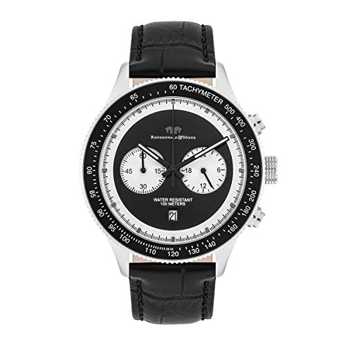 Rhodenwald & Söhne Herren Uhr analog Japan Quarzwerk mit Echtleder schwarz Armband 10010327 Cover