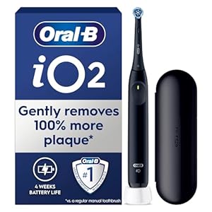 Oral-B iO2 Electric Toothbrush, 1 Ultimate Clean Toothbrush Head, 1 Travel Case, Toothbrush for Adults (Night Black), Designed by Braun, 2 Pin UK Plug