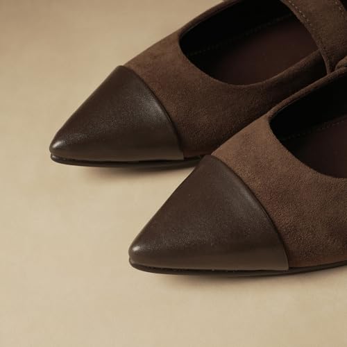 Image of Theater Hepburn Casual Ballet Flats for Women in Suede | Stylish Mary Jane Ballerina with Bow Detail | Lightweight Comfortable Footwear with Cushioned Insole