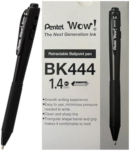 Stylos à bille rétractables Pentel Wow noirs de 1,4 mm pour fournitures de bureau