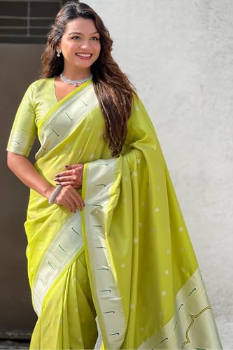 Image of SGF11 Women's Paithani Soft Lichi Silk Kanjivaram Sarees With Blouse Piece