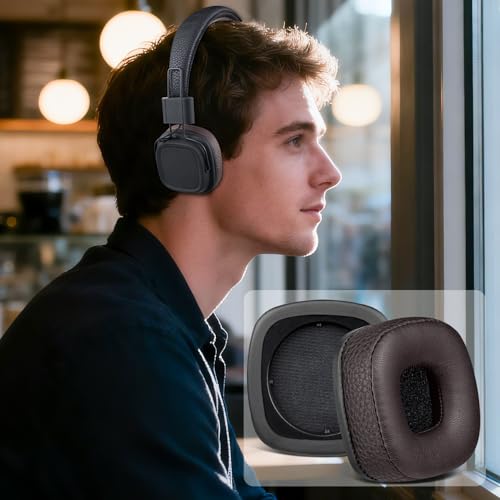 Image of SOULWIT Replacement Ear Pads Cushions for Marshall Major I /II /III /IV Wireless /Wired Headphones, for Marshall Major 1 /2 /3 /4 Headset, Earpads with Soft Protein Leather - Dark Coffee