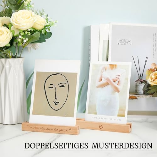 Namalu 4 Stück Kartenhalter Holz Fotohalter Tischkartenhalter mit Sprüchen Postkartenhalter Kartenständer für Postkarten Tischkarten Tischnummern Namensschilder Hochzeiten Foto Geschenk (Schön)