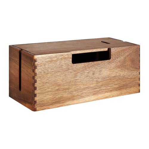 Boîte de rangement pour cordon en bois noble avec couvercle