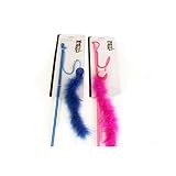 Sifcon Cat Ball & Feather Teaser Toy Blue Or Pink Exercise and Play for Cats
