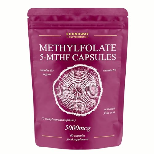 Methylfolate Folic Acid 5mg | 5000mcg 5-MTHF Supplement for Pregnancy | 60 Capsules 2 Month Supply | Made in The UK by Roundway Supplements