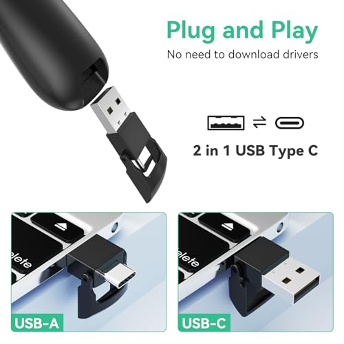 Clicker PowerPoint Apresentador remoto sem fio, ponteiro laser verde para cliques de computador, USB