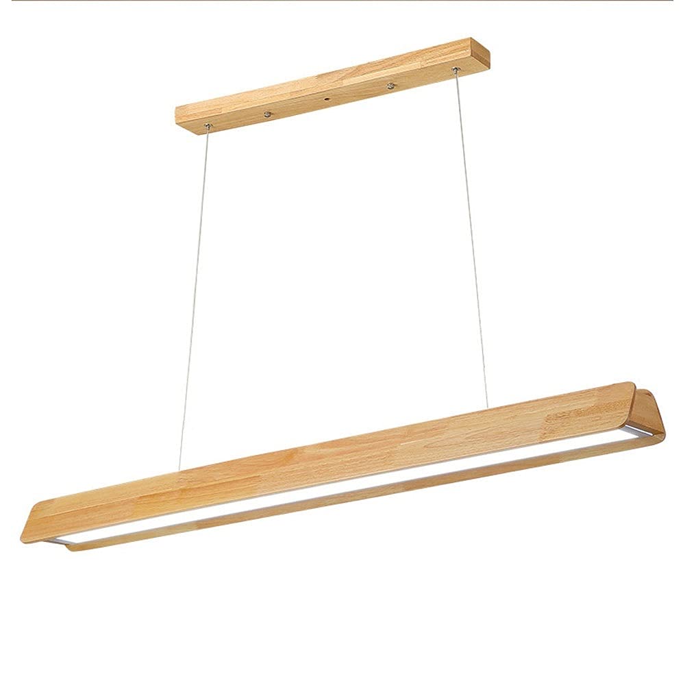 CSXSXAUO LED Wood Pendant Light Minimalist Linear Chandelier Ceiling Lamp Dining Table Hanging Lighting Fixture Kitchen Island Suspended Lamps 12W Chandeliers for Office Bedroom Star of