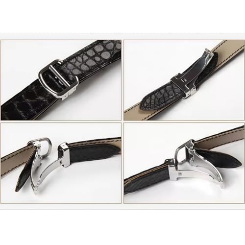 ROUREOX Boucle Déployante Papillon Fermoir Montre Attache Double Pli Poli Remplacement Bracelet Cuir Accessoire pour Cartier Ballon Bleu-Argenté 16mm – vue 8