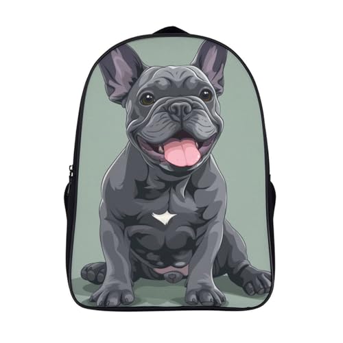 Mochila de Bulldog Francés impermeable que evita que se moje tu portátil en clase