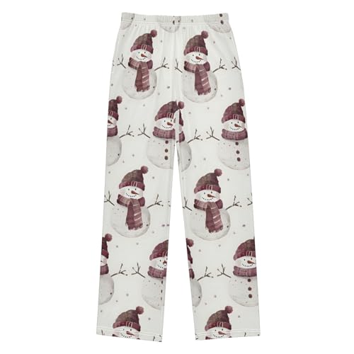Christmas Pajama Pants Snowman Scarf Pattern Long Sleep Pants Lounge Bottoms