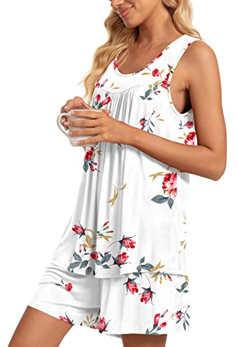 TAOHUADAO 2 Piece Women's Sleeveless Pajama Sets, Lounge Sleepwear Ladies Pjs Sets with Pockets3