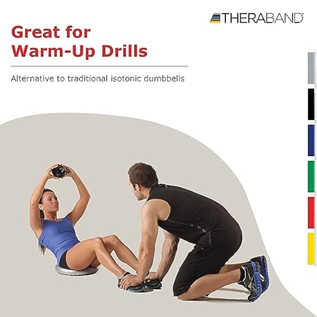 THERABAND Soft Weight, 4.5 Diameter, Weighted Balls for Baseball, Weighted Balls for Softball, Hand Held Ball Shaped Isotonic, Shoulder Strength, Rotator Cuff & Throwing Trainer, Assorted Set of 6