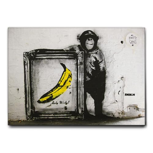 Giallobus Giallo Bus - Cuadro - Prensa sobre Tela Canvas - Banksy - SCIMMIA Banana Quadro- 100 x 140 CM