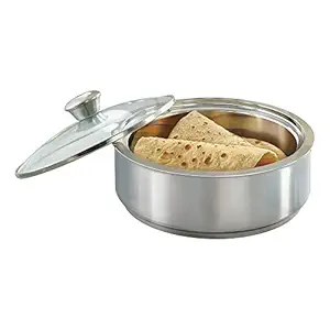 Borosil Insulated Roti Server, 1.1 L, Stainless Steel, Silver, 1.1 liters