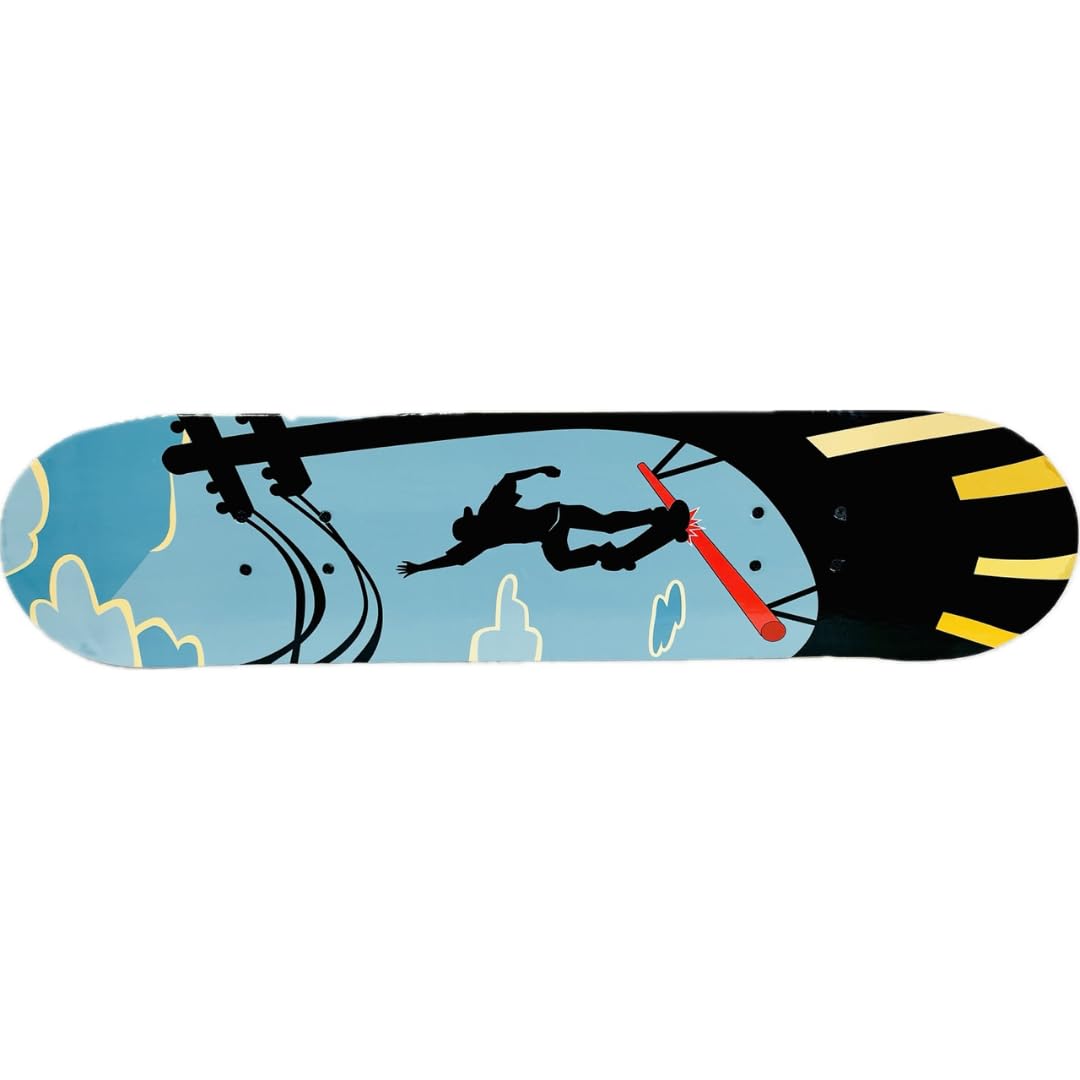 Complete Skateboard, 31" x 7.5" Double Kick Skateboard For Adults, Concave Deck, Includes Deck and Wheels, Multiple Designs (Night rider)