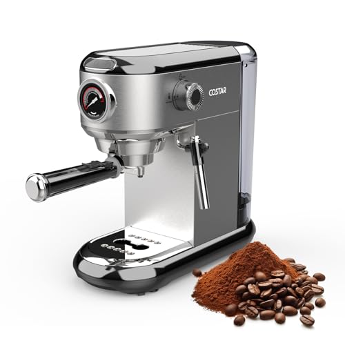 Costar 20 Bar Espresso Coffee Machine with Steam Wand for Latte Espresso and Cappuccino, Compact Espresso Maker For Home Barista for Cappuccino/Latte/Mocha with 35 oz Removable Water Tank/1450W