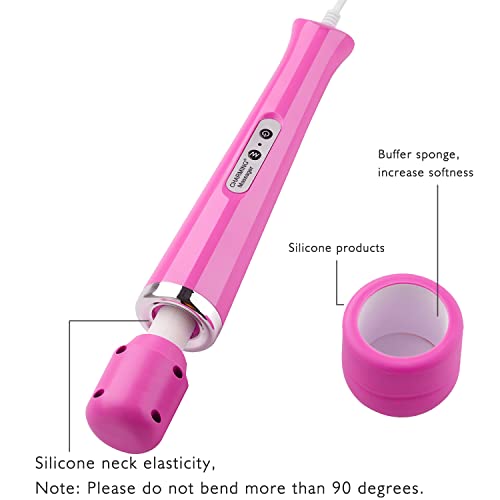 Image of CHARMING 10 Speeds Wired Powerful Handheld Back Massager with Strong Vibration Wand, Personal Therapy Massager for Sports Recovery, Muscle Aches, Body Pain- Rose red