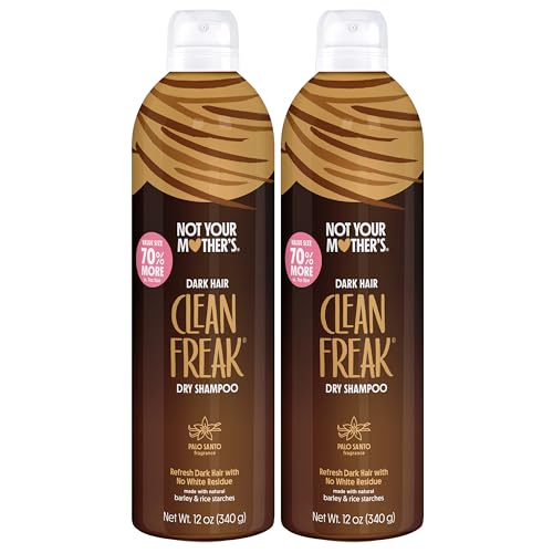 Not Your Mothers Clean Freak Dark Hair Dry Shampoo (2-Pack) - 12 oz Each - Palo Santo Fragrance - Waterless Shampoo - 70% More to Instantly Refresh Dark Hair Between Washes
