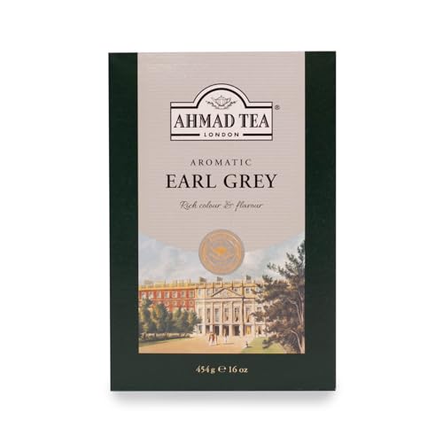 Ahmad Tea Black Tea, Earl Grey Aromatic Loose Leaf, 454g - Caffeinated and Sugar-Free