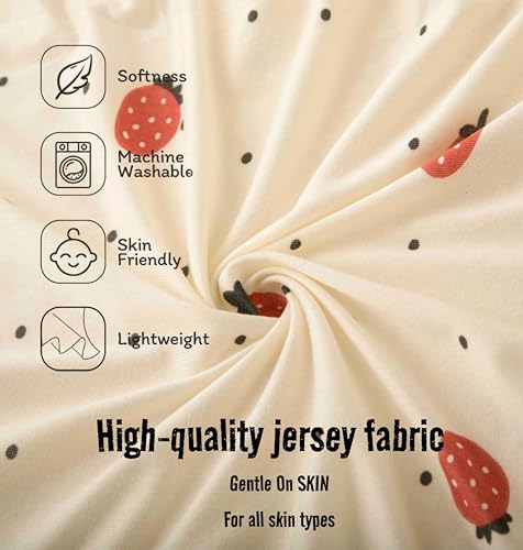 Image of SDY Jersey Strawberry Bassinet Sheets for Baby Girls,32 inchx 16 inchx 4 inch, 2 Pack,Pink Cute Kawaii Standard Oval /Retangle Fitted Bassinet Sheets for Toddler,Super Soft Breathable