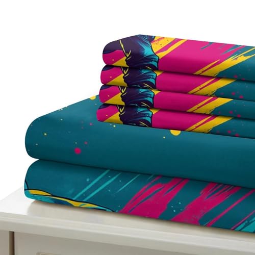 Housse de couette skateboard 140x200 parure lit microfibre pour chambre ado