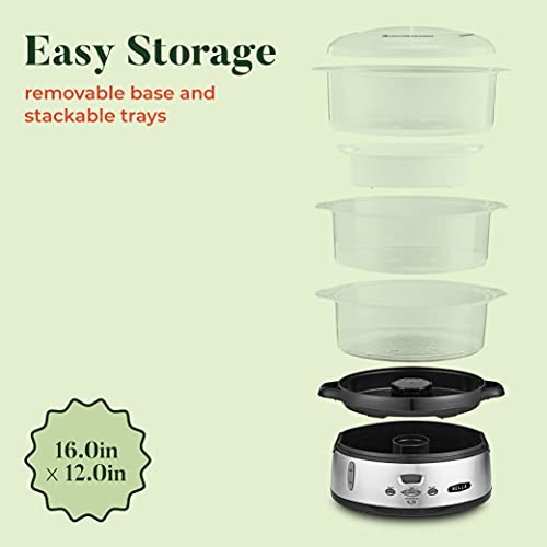 image for BELLA 9.5 QT Triple Tier Digital Food Steamer, Healthy Fast Simultaneo