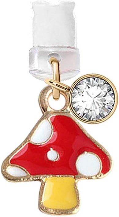 ELISE & FONDA CP168 Puerto de carga USB anti polvo enchufe pequeño hongo colgante encanto para iPhone 11XS MAXXRX8 Plus76S7SE iPad iPod (rojo),