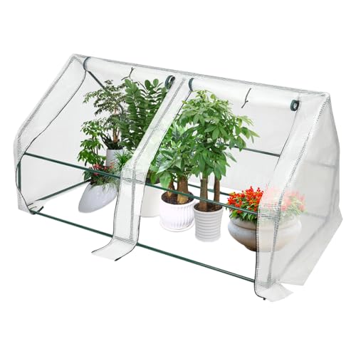 Serre en film plastique 180 x 90 x 90 cm - Pour tomates et légumes - Protection contre le froid, la pluie et le gel - Pour balcon et terrasse