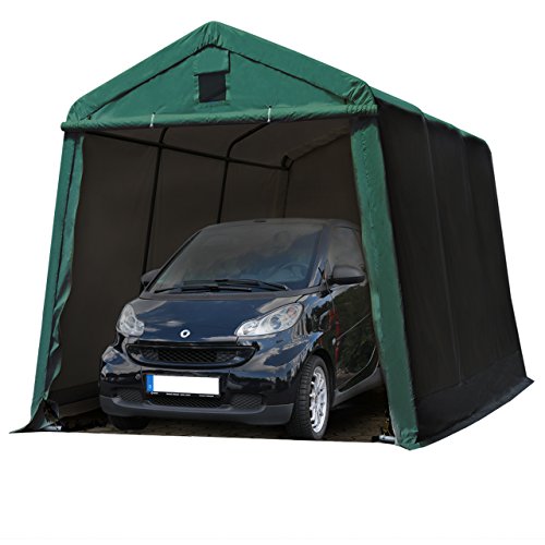 TOOLPORT Zeltgarage 2,4 x 3,6 m Weidezelt Premium Carport 500 g/m2 PVC Plane Unterstand Lagerzelt Garage in dunkelgrün