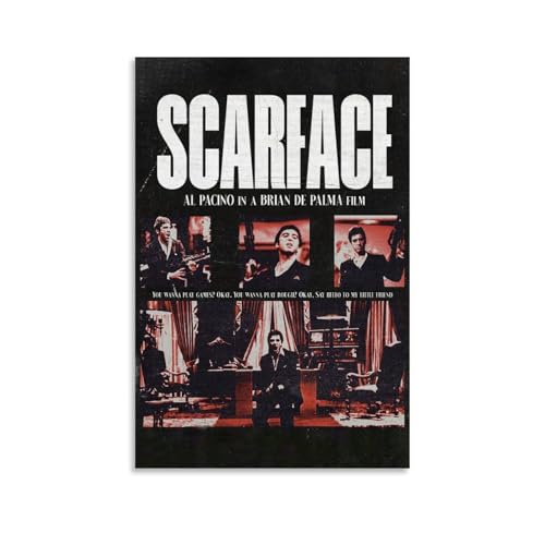 Lenaeo Scarface Poster de film Vintage pour chambre, décoration murale esthétique sur toile, poster pour chambre à coucher 30 x 45 cm