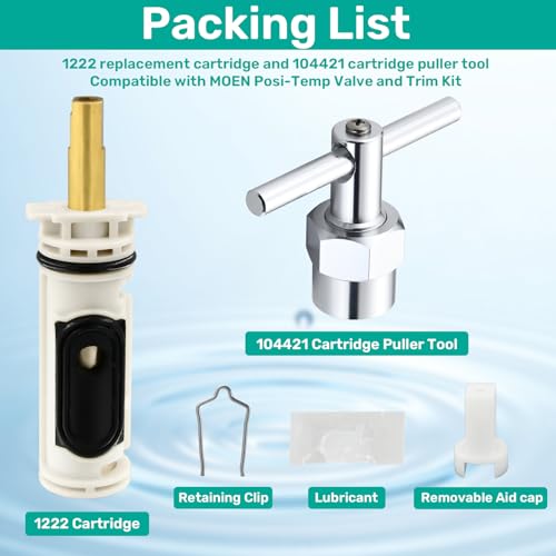 1222 Replacement Cartridge Kit for Moen One Handle Posi Temp Faucet, Compatible with Moen Bathtub & Shower Valve Cartridge, Including 104421 Removal Tool by BUWTIQ - Image 6