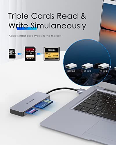 Lention Usb 3.0 To Cf/Sd/Micro Sd Card Reader, Sd 3.0 Card Adapter For Sd/Sdhc/Sdxc/Mmc/Rs-Mmc/Micro Sd/Micro Sdhc/Micro Sdxc/Cf Type I, Compatible Windows, Macos, Chromeos, More (Cb-H12, Space Gray) #TOP4