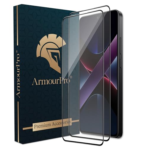 Image of ArmourPro Military Grade Gorilla Tempered Glass Compatible For Poco X7 Pro (6.67 Inch) With Easy Installation Kit for Smartphone| Edge-to-Edge Protector Coverage | Black, Pack of 2