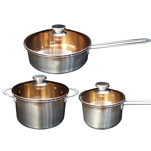 Trois pièces ensemble de casseroles en acier inoxydable 18/10 premium