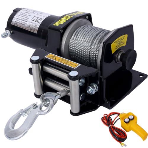Winch eléctrico 2000 lbs 12V con control cableado miniatura 1